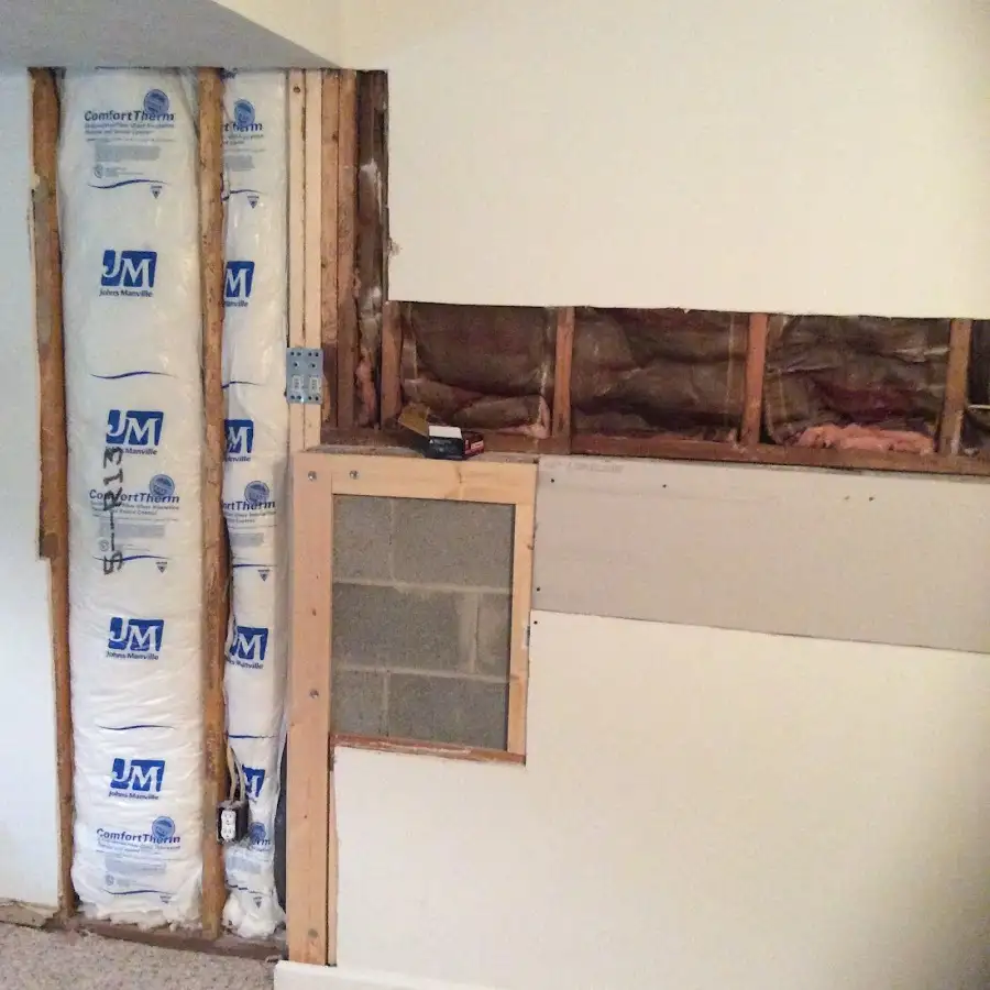 Wall insulation replacement during Basement Flood Cleanup in Glen Cove